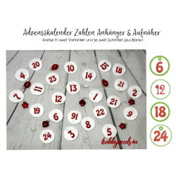 Stickserie - ITH Adventskalender Aufnäher & Anhänger Kreis Zahlen